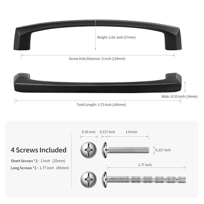 Lardmon 10 Pack 5 Inch(128mm) Hole Center Matte Black Modern Cabinet Pulls Solid Kitchen Cabinet Handles Hardware Bathroom Vanity Pulls Timeless Drawer Pulls Handles for Dresser - color: Matte Black, size: 5 Inch Hole Center, style: 10 Pack