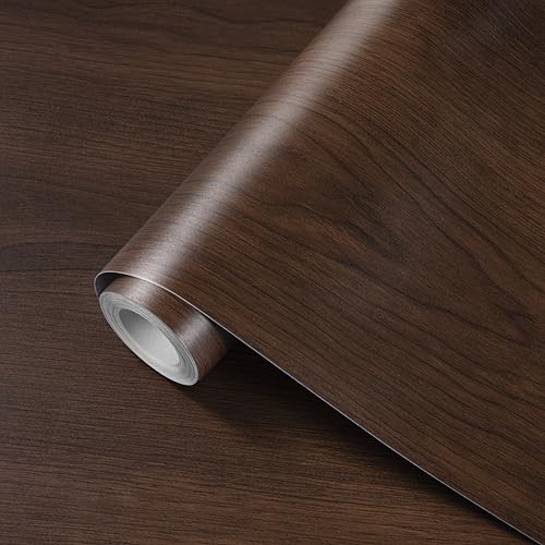 Wood Grain Contact Paper Self Adhesive Peel and Stick Wallpaper for Cabinet - color: Dark Brown, size: 11.8" x 118"