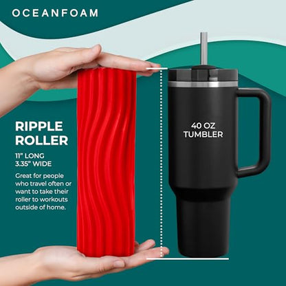 Oceanfoam Ripple Roller - Small Foam Roller for Physical Therapy (Red) - color: Red