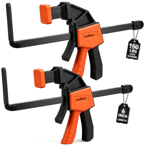 HORUSDY 2 Pieces Strong Hold Track Saw Clamps 6-Inch, Quick Release Track Saw Guide Rail Clamp for Woodworking, Circular Saw Guide Rail System, Durable with 150 LBS Load Limit & Easy Operation - color: 2pcs 150lbs 6" Orange