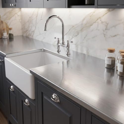 VEELIKE Stainless Steel Contact Paper Large Size 15.74x354.33 inches Wallpaper Peel and Stick Removable Temporary Adhesive Wall Paper for Dishwasher Refrigerator Washing Machine Metal Furniture - size: 15.7" x 354.3"