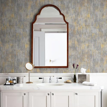 HueBurst Metallic Wallpaper Peel and Stick Modern Gray Gold 17.3" x 480" - color: Light Gray, size: 17.3" x 480"
