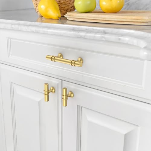 Asidrama 10 Pack 3 Inch(76mm) Brushed Gold Kitchen Cabinet Handles, Cabinet Pulls Kitchen Cabinet Hardware Cupboard Handles Drawer Pulls - color: Brushed Gold, size: 3" Hole Center, style: 10 Pack