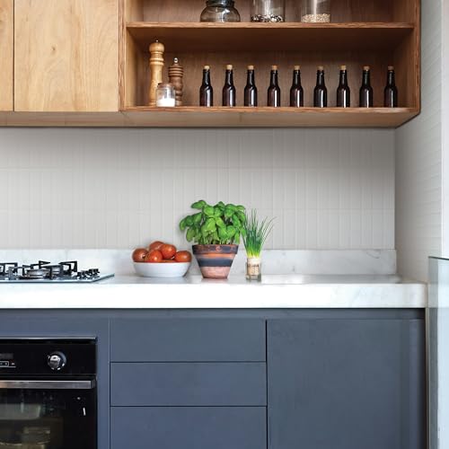 Smart Tiles Peel and Stick backsplash, Stacked Pure White, 11.43"x9" - color: Pure White