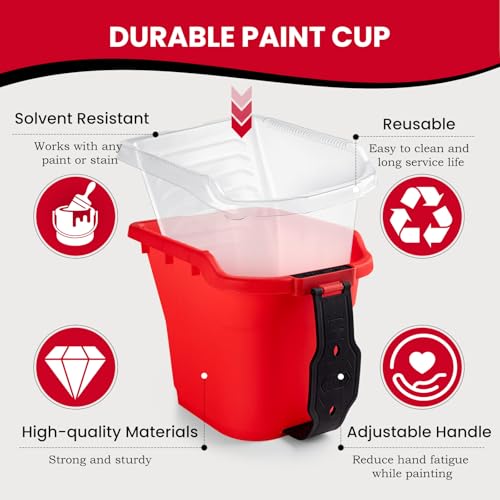 Mister Rui 4 Inch Paint Roller Kit, Hand Held Paint Bucket Kit with 24 Liners, 4" Roller Frame & Covers, 2" Brush, for DIY Home Painting Projects