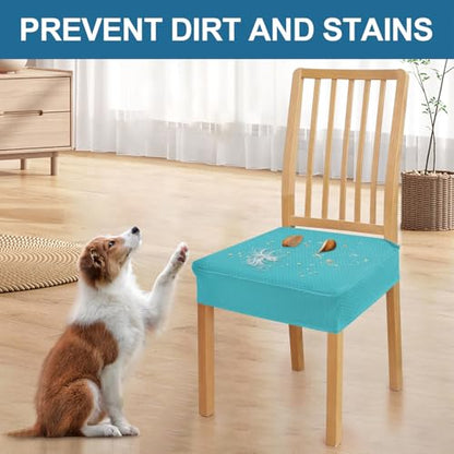 Smiry Waterproof Seat Covers for Dining Room Chairs, Set of 2 - color: Aqua, size: Set of 2
