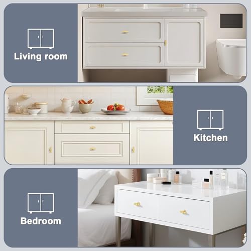 Brushed Brass Cabinet Knobs Single Hole T Bar 10 Pack - color: Brushed Brass, size: Single Hole-2inch Length