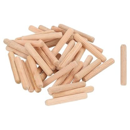 uxcell 300Pcs 1/4" x 1-4/7" Wooden Dowel Pins, Wood Dowels Rods, Furniture Woodworking Grooved Fluted Pin, Wooden Dowels Fluted for Craft, DIY Projects - size: 6 x 40mm