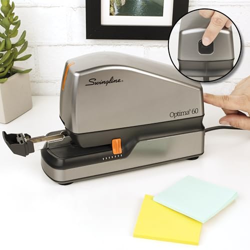 Swingline Electric Stapler, 60 Sheet Capacity, Optima 60, Jam Free, Auto or Manual, Black and Silver (48210) - size: 60 Sheet, style: Full Strip (Pack of 1)
