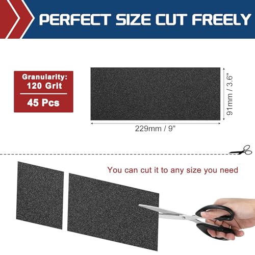 45Pcs Sand Paper 3.6x9 120Grit Silicon Carbide Sandpaper Sheets - size: 3.6 x 9 Inch (120 Grits)