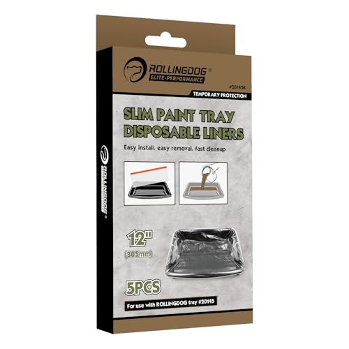 ROLLINGDOG 12 inch Disposable Paint Tray Liners - color: 5pc Paint Tray Liners(Drawstring Opening)