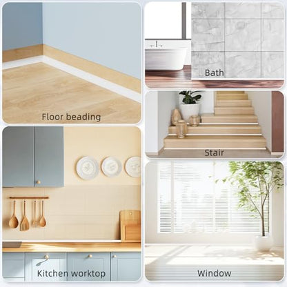 Kneelisa Flexible Quarter Round Molding Trim Peel and Stick 118Inch White - color: White, size: 118 Inch