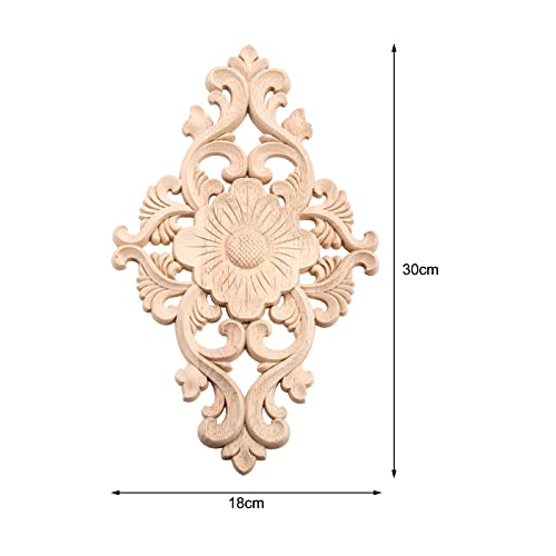1Pc Wood Carved Appliques Onlays Center Carving Decals for Furniture - color: 1-pack, size: 30x18cm/11.81"x7.09"