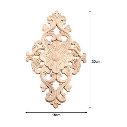 1Pc Wood Carved Appliques Onlays Center Carving Decals for Furniture - color: 1-pack, size: 30x18cm/11.81"x7.09"