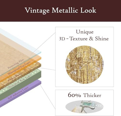Very Berry Sticker Gold Peel and Stick Wallpaper (15.7" x 78", 1 Pack) - color: Gold, size: 15.7" x 78"