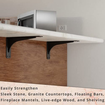 Starby Gladiator Series Solid Heavy Duty Welded 500 Lb Low Profile Granite Countertop Support Shelf Brackets Floating Shelf Discrete Slim 500 LB Capacity (2 Pack) (7" x 13" x 2.5") - size: 7" x 13" x 2.5"