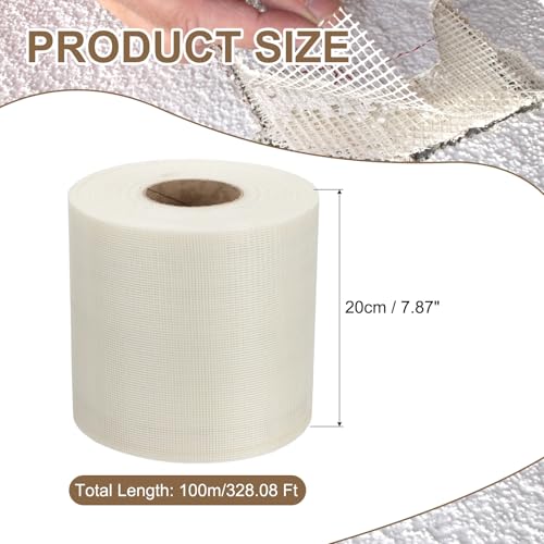 PATIKIL Drywall Repair Mesh Tape, 8 inch x 328 ft Fiberglass Repair Patch Self-Adhesive Dry Wall Joint Tape 12 Mesh Wall Hole Crack and Seam Patch, White - size: 8 inch x 328 Feet