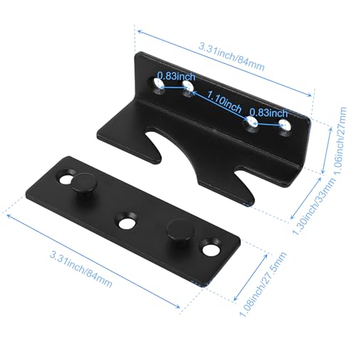Rockgoya Bed Rail Brackets, Black Bed Frame Hardware, Set of 4 Pack Wooden Bed Brackets with Screws, Bed Rail Fittings, Heavy Duty Non-Mortise - color: Black