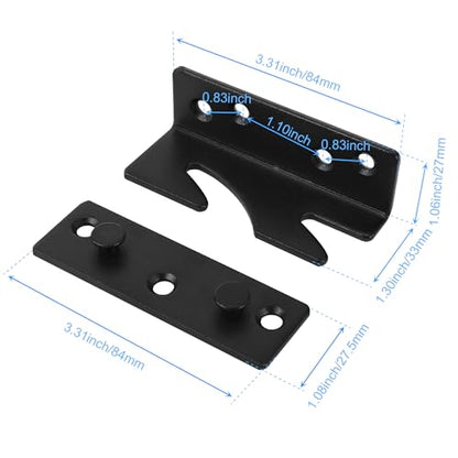 Rockgoya Bed Rail Brackets, Black Bed Frame Hardware, Set of 4 Pack Wooden Bed Brackets with Screws, Bed Rail Fittings, Heavy Duty Non-Mortise - color: Black