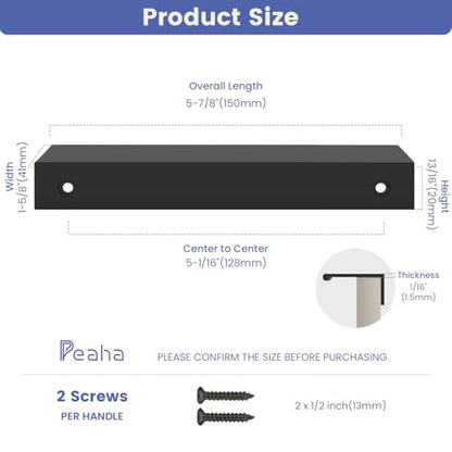 Peaha 25 Pack Kitchen Cabinet Handles 5-1/16" Black Drawer Pulls Edge Pulls - color: Black, size: Hole Centers:5-1/16in(128mm)