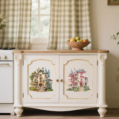 Peacoblue Baroque-Style Villa Rub On Transfers for Furniture Craft 6"x12" - style: Baroque-Style Villa