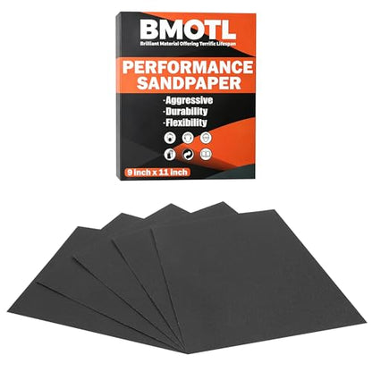 Wet Dry Sandpaper Sheets 9x11, 220 Grit, 12Pcs