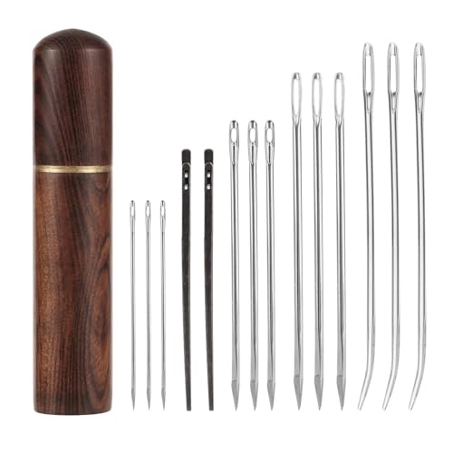 15pcs Leather Sewing Needles Kit, Large Eye Hand Stitching Needle