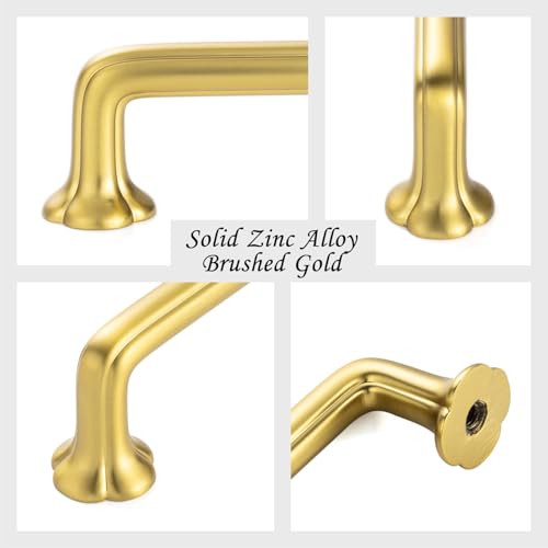 3-3/4 Inch Brushed Gold Cabinet Pulls Drawer Handles 10 Pack P2502 - color: Brushed Gold, size: 3-3/4 Inch Hole Centers