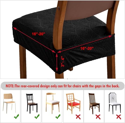 Waterproof Stretch Chair Seat Covers, Set of 6 Black - color: Black, size: 16-20in-Rear-covered