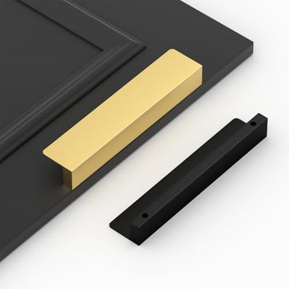 Peaha 10 Pack 3 Inch Black Cabinet Handles Finger Edge Pulls for Cabinets - color: Black, size: 3" Hole Center