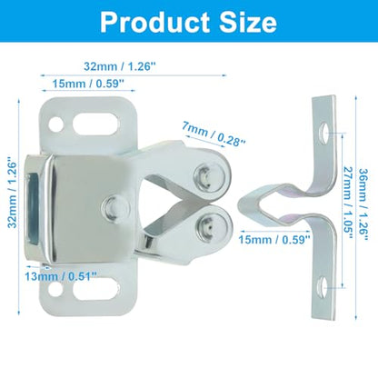 24Pcs Alloy Steel Double Roller Catches, Silver - color: Silver