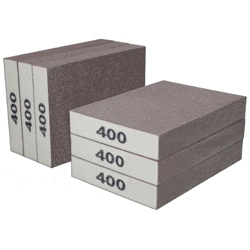 6 Pack 400 Grit Hand Sanding Block, Washable and Reusable Sanding Sponge Great for Pot Brush Pan Brush Sponge Brush Glasses Sanding Wood Sanding Metal Sanding (400 Grit)