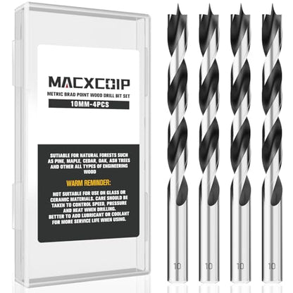 4Pcs 10MM Metric Brad Point Wood Drill Bit Set - size: 0.394" - 4pcs