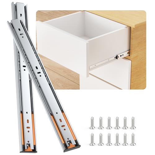 24 Inch 10 Pair Soft Close Drawer Slides, 3 Full Extension,Kitchen Cabinet Drawer Runners, 100LB Load Capacity - size: 24 Inch, style: Soft Close-10 Pair