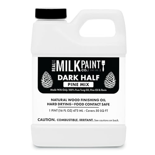 Real Milk Paint Dark Half Tung Oil Mix with Pine for Wood Finishing, Cutting Boards, Butcher Blocks, Wood Floors, Clay, Stone, Slate, 16 Ounces - color: Pine, size: 16 Fl Oz (Pack of 1)