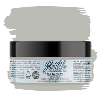 Dixie Belle Silk All-In-One Mineral Paint - Baja Gray (4oz) - color: Baja Gray, size: 4 Fl Oz (Pack of 1)