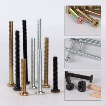 Baby Bed Frame Bolts, Crib Screws Hardware ReplacementKit M6x20/40/60/80mm Hex Drive Socket Cap Screws Barrel Nuts Wooden Dowel Kit for Beds Chairs Furniture et (Silver 20set) - size: Silver 20set