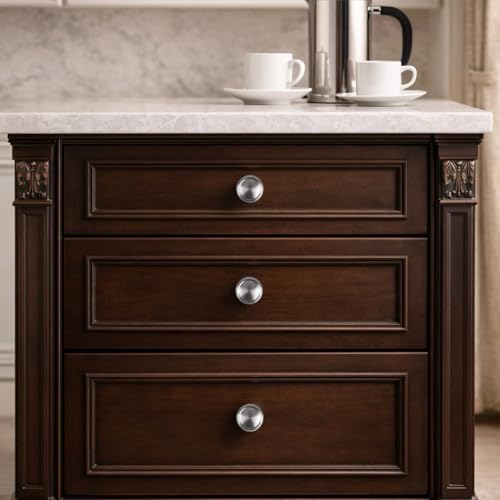 10 Pack Brushed Satin Nickel Cabinet Knobs, 1-1/4 Inch Zinc Alloy Knob - color: Brushed Satin Nickel