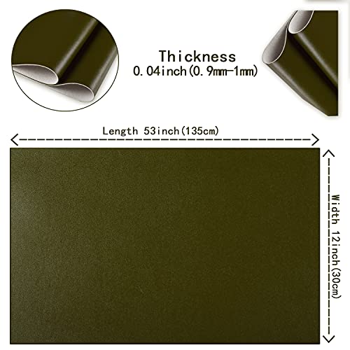HGUAN Smooth Solid Color Olive Green Faux Leather 12"X53"(30cmX135cm),Faux Leather Sheets Roll Very Suitable for Making Crafts, Leather Earrings, Bows,Sewing (Olive Green) - color: Olive Green