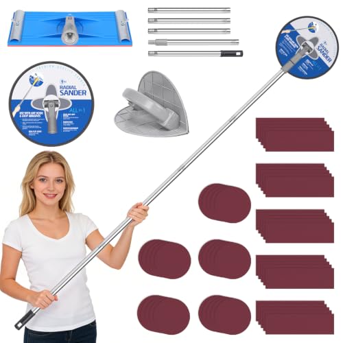 Drywall Pole Sander Kit with Corner Sander, 2 Sanding Heads & 50 Sandpaper