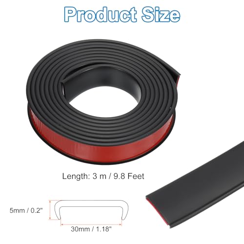 PATIKIL TPE U-Shape Edge Banding, 1-3/16 Inch x 9.8ft Self Adhesive Flexible Veneer Edging Trim Furniture Edge Protector for Shelf Cabinet Table Repair Restoration, Black - size: 9.8Ft x 1.18"