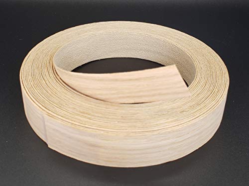 Edge Banding-EBQuick-Real Un-Finished Wood Veneer Tape, Sanded Perfectly, Pre-Glued with Hot Melt Adhesive, Easy Application Iron-On. Flexible, 13/16” Wide-Made in USA. (White Oak-UF-25'LF) - color: White Oak-UF-25'LF