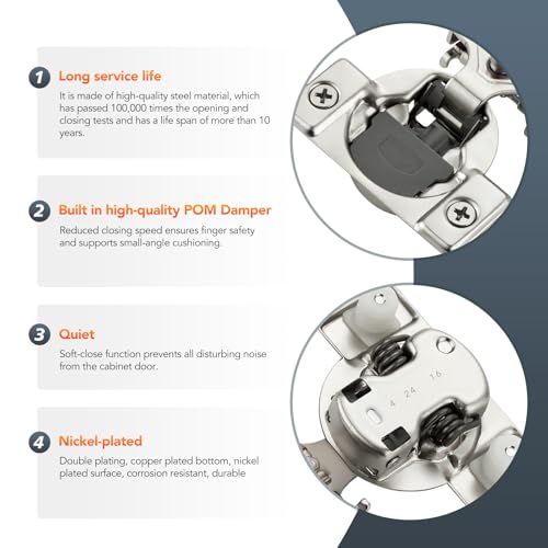 Satin Nickel Cabinet Hinges, 3/8 Inch Overlay, 2 Pack(1 Pairs) - size: 3/8 inch Overlay