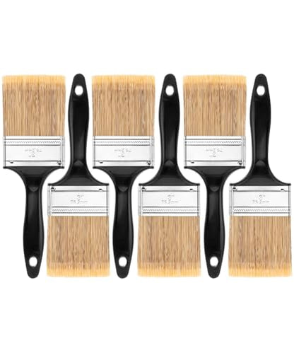 Bates- Paint Brushes, 3-Inch, 6 Pack, Plastic Handle Flat Paint Brushes