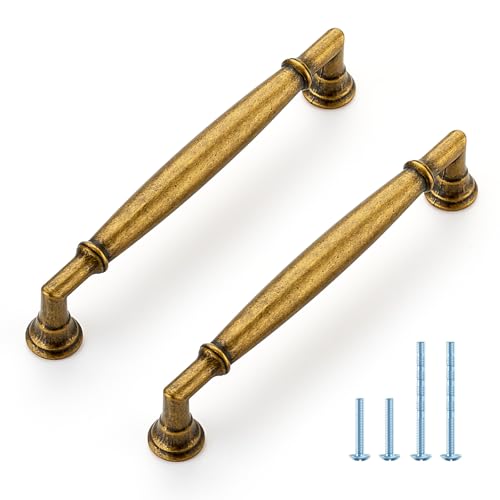 HOME EDIT Antique Brass Cabinet Handles 5 Inch Pulls 5 Pack - color: Antique Brass, size: 5 inches Hole Center