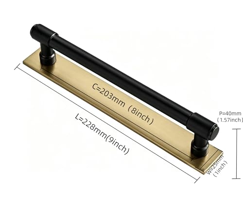 khtumeware 5 Pack 10 Inch Hole Center Matte Black Cabinet pulls and Champagne Bronze Solid Backplate Cabinet Pulls Kitchen Cabinet Hardware for Cupboard Drawer Pulls - color: Black And Champagne Bronze, size: 8"(203mm) Hole Center