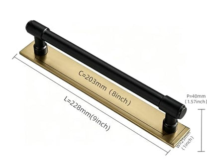 khtumeware 5 Pack 10 Inch Hole Center Matte Black Cabinet pulls and Champagne Bronze Solid Backplate Cabinet Pulls Kitchen Cabinet Hardware for Cupboard Drawer Pulls - color: Black And Champagne Bronze, size: 8"(203mm) Hole Center