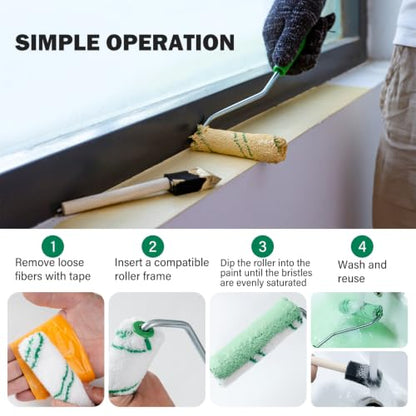 4 Inch Microfiber Paint Roller Kit, 24 Piece, 3/8" Nap - size: 4 Inch Microfiber Paint Roller Kit, 26 Pack