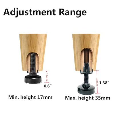 4 Pcs 3/8"-16 Adjustable Thread Furniture Feet Levelers