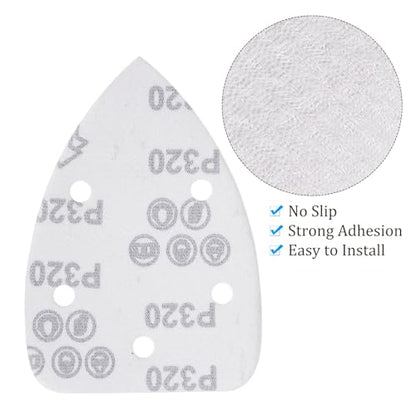 50pcs Mouse Sander Detail Sandpaper 320Grit 3.5"x5.5" Triangle